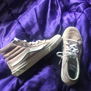 Cream/light pink high top vans